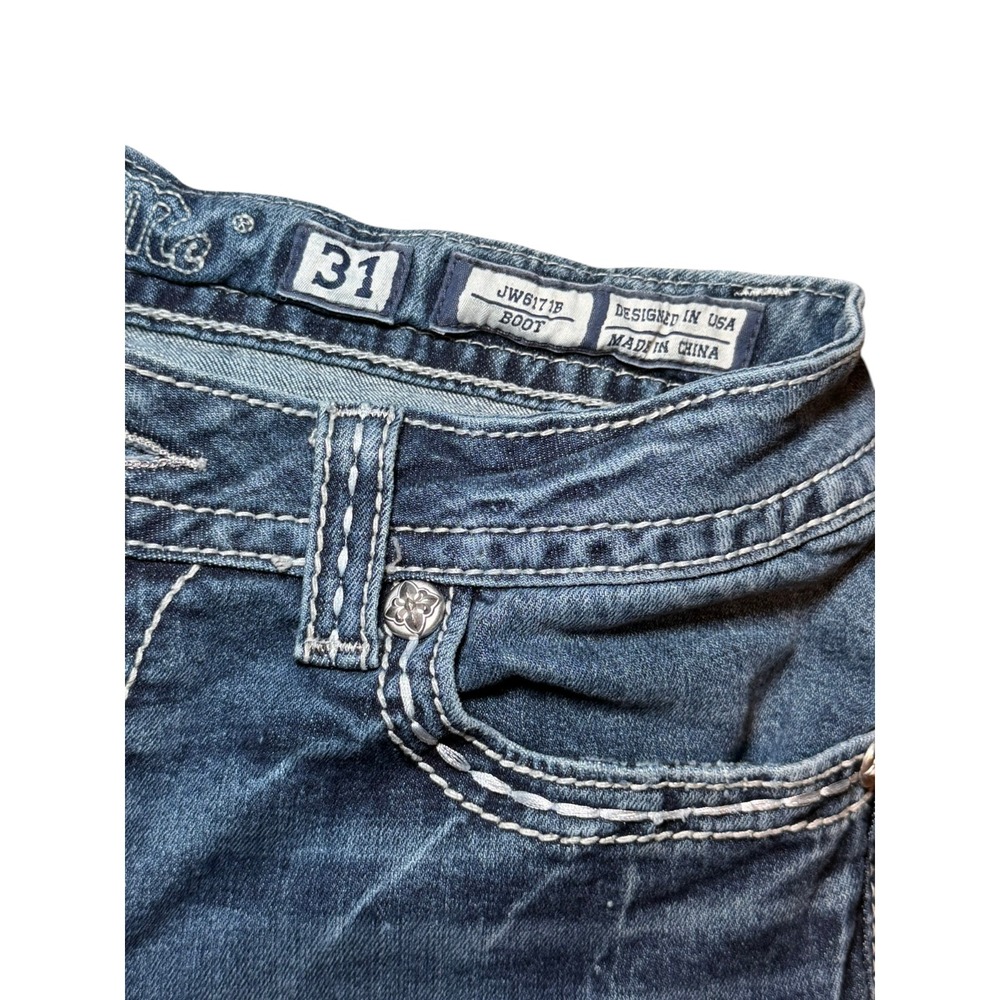 Miss Me Jeans Signature Boot Cut Jeans 31 X 34 Lace Pockets JW6171B - Picture 7 of 12